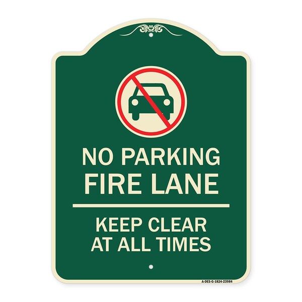 Signmission Fire Lane Keep Clear All Times W/ Graphic Heavy-Gauge Aluminum Sign, 24" x 18", G-1824-23984 A-DES-G-1824-23984 - main